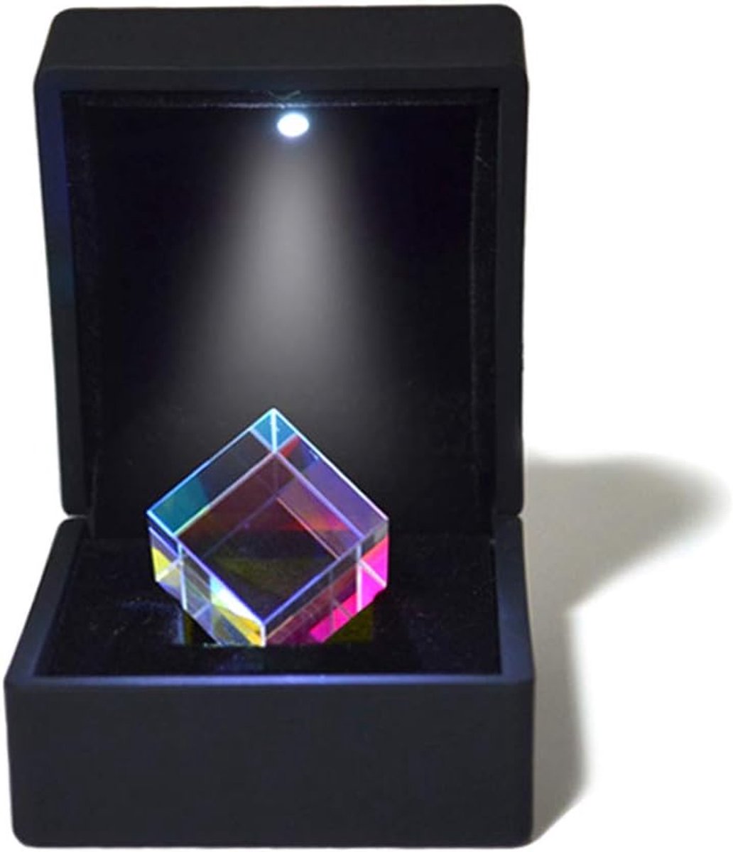 Kubus Prisma - Optisch Glas - Lichtexperiment Onderwijs - K9 Glas Kwaliteit - 18mm - Zwart