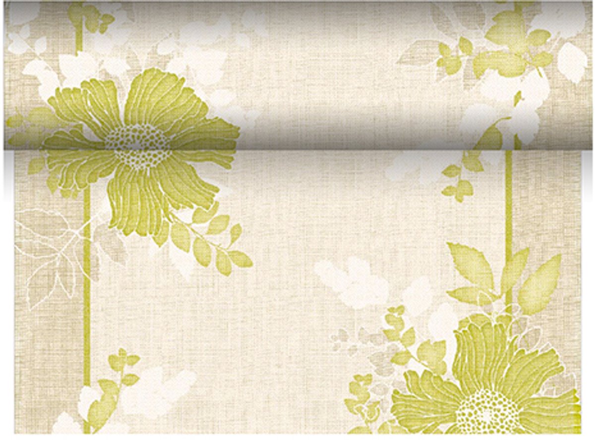 4x Tafellopers stofkarakter PV-Tissue Mix ROYAL Collection 24 m x 40 cm groen Annabel
