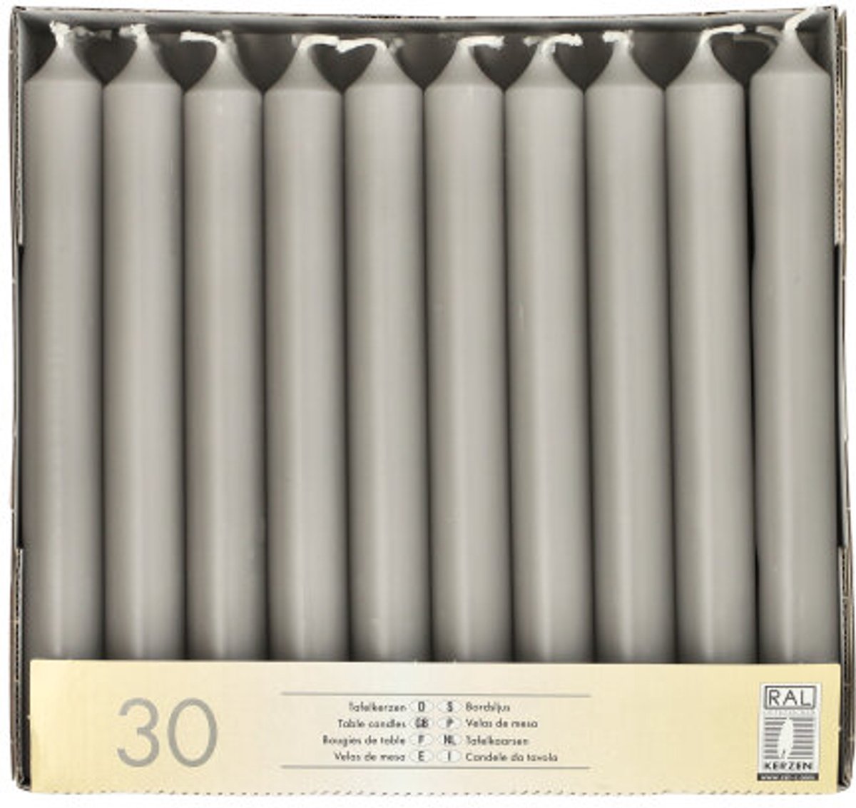 4x 30 Tafelkaarsen Ø 21 cm · 196 cm grijs