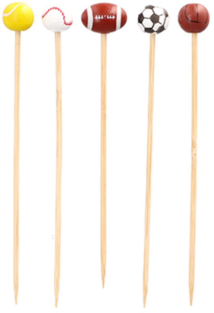 8x 100 Fingerfood prikkers 125 cm Sport