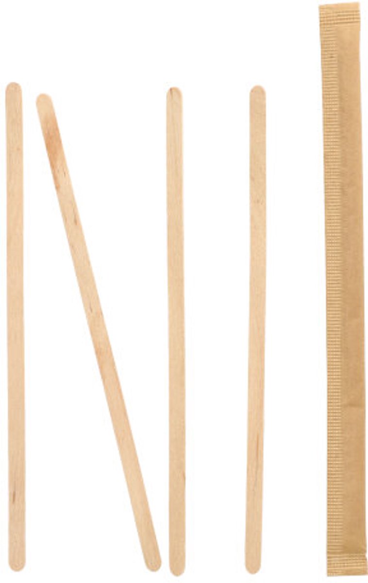 20x 100 Roerstaafjes Hout pure 178 cm x 6 mm per stuk verpakt
