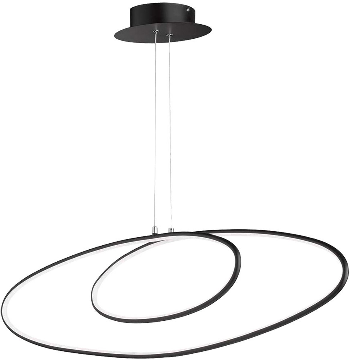 LED hanglamp dimbaar zwart, 3-traps dimmer via wandschakelaar, 37W 2700lm warm wit, DxH 113,5 x 150 cm, Wofi 6617.01.10.9000
