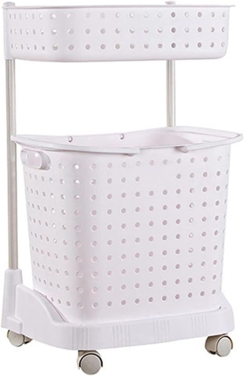 Opbergwagen - Mobiele Organizer - Ruimte Besparen - Afneembare Mand - 3 Niveaus - Wit