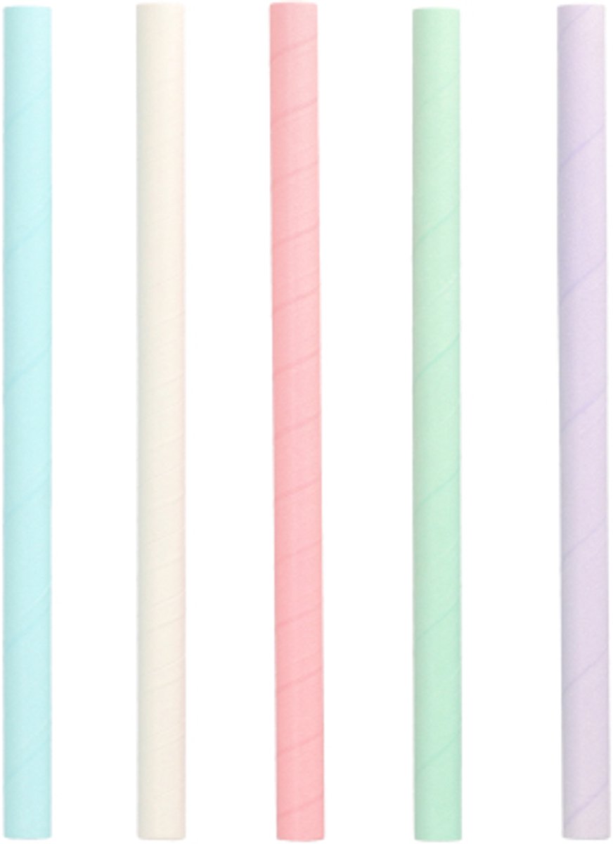 200 Bubble Tea Drinkrietjes Papier Ø 12 mm · 20 cm assorti kleuren