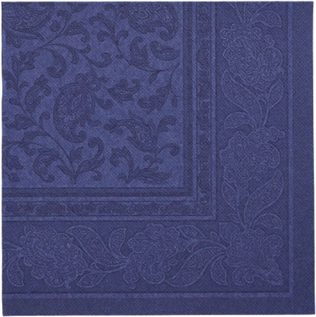 5x 50 Servetten ROYAL Collection 1/4 vouw 40 cm x 40 cm donkerblauw Ornaments