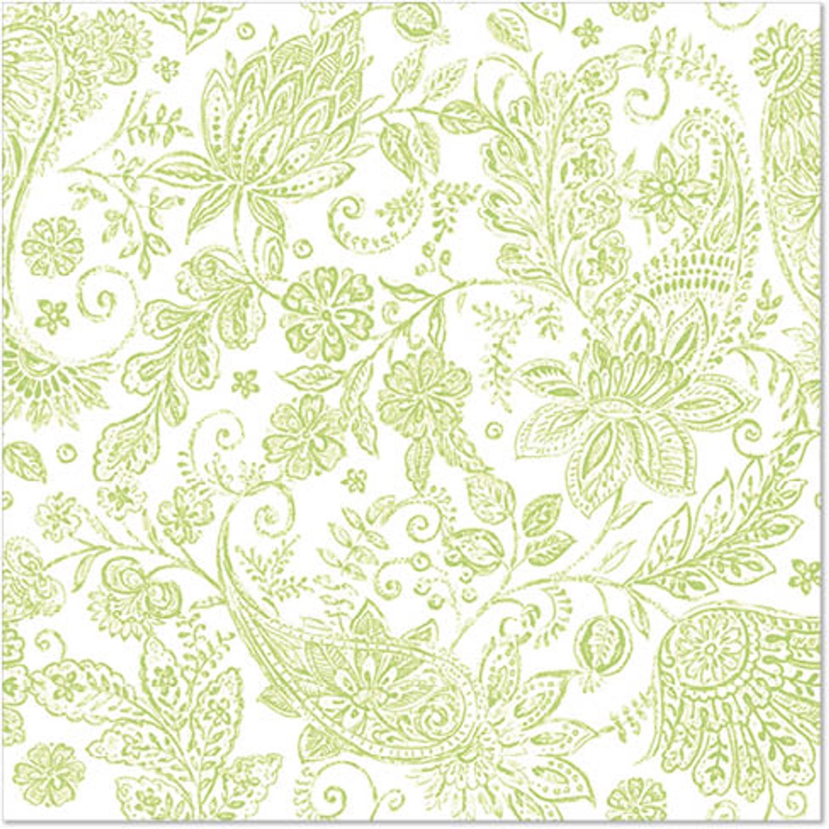 5x 50 Servetten ROYAL Collection 1/4 vouw 40 cm x 40 cm lime Paisley