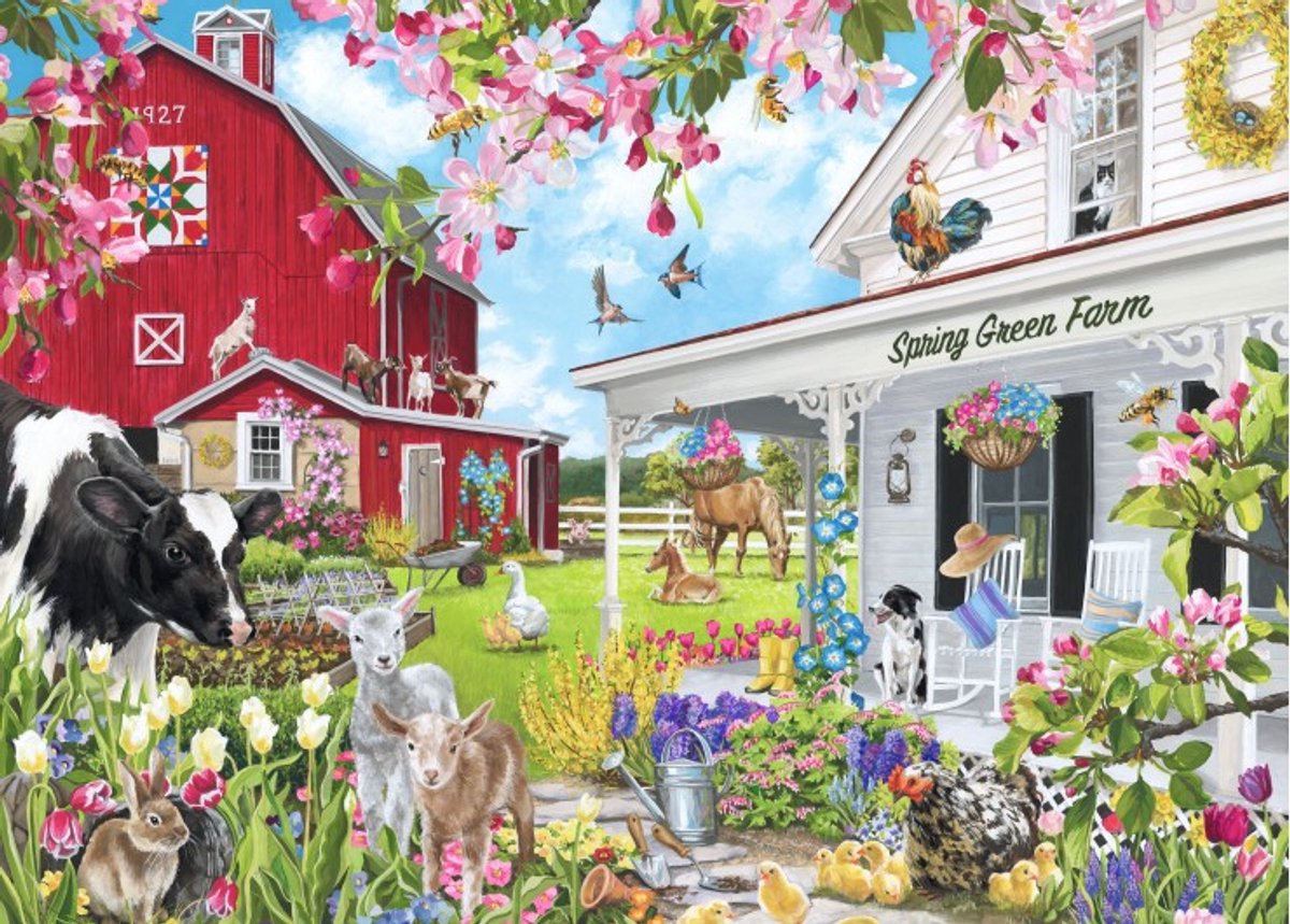Bluebird Puzzle legpuzzel Spring Green farm - 1500 stukjes.