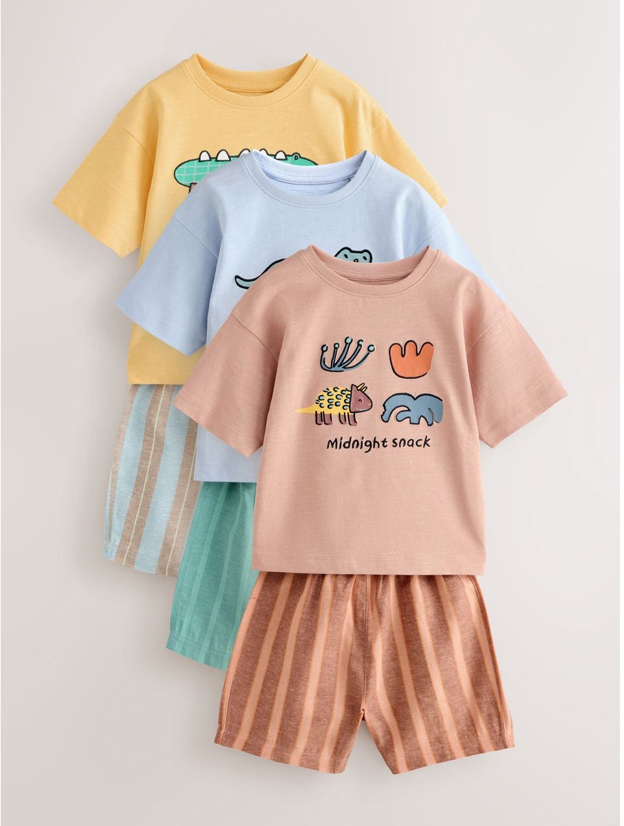 Next - Jongens - Set van 3 korte pyjama's - Geel