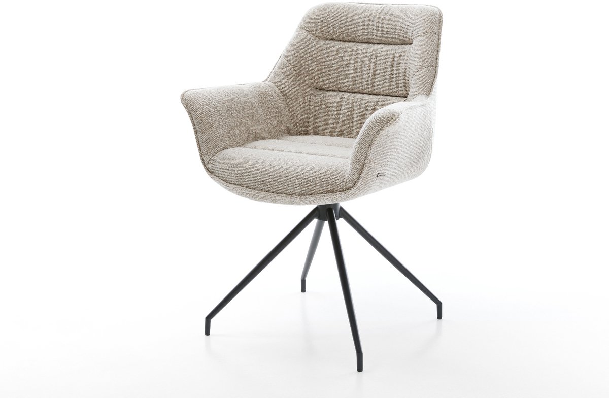 Gestoffeerde-stoel Kaira-Flex kruisframe conisch zwart geweven stof beige