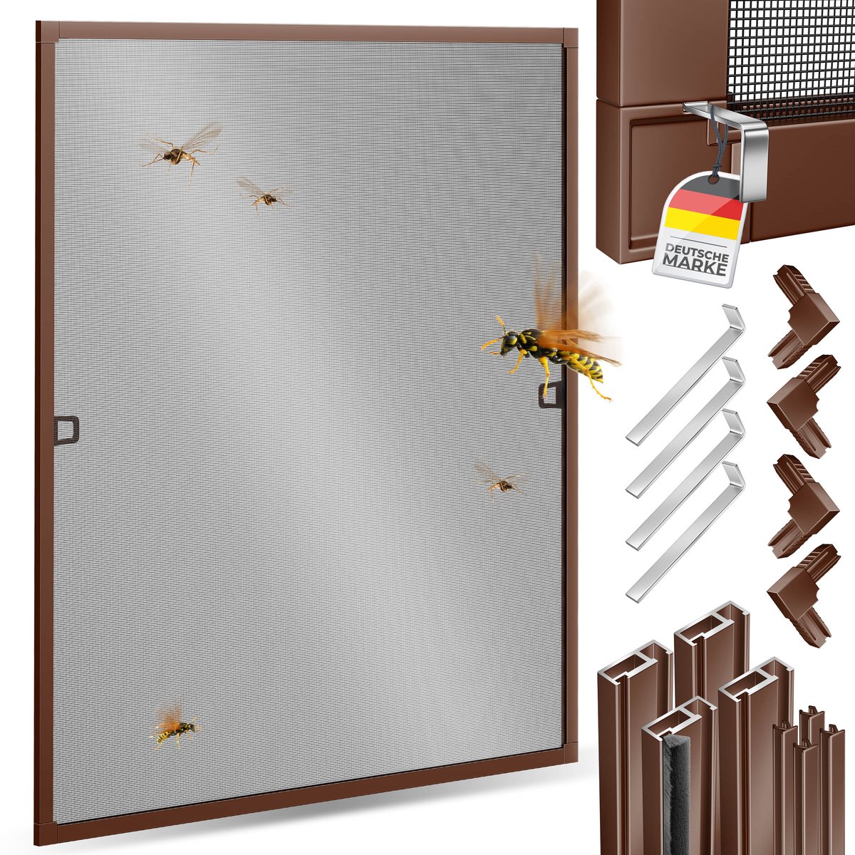 KESSER® Raamhorren voor ramen met aluminium kozijnen Vliegenhorren Vliegenbescherming Insectenwering