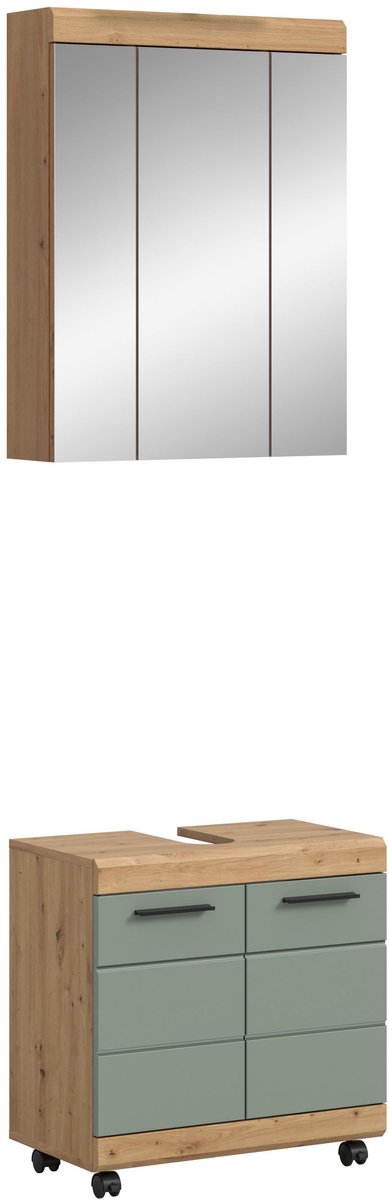 xonox.home badkamermeubel op wieltjes Scout Artisan eiken imitatie/salie imitatie B/H/D: 60x191x34 cm