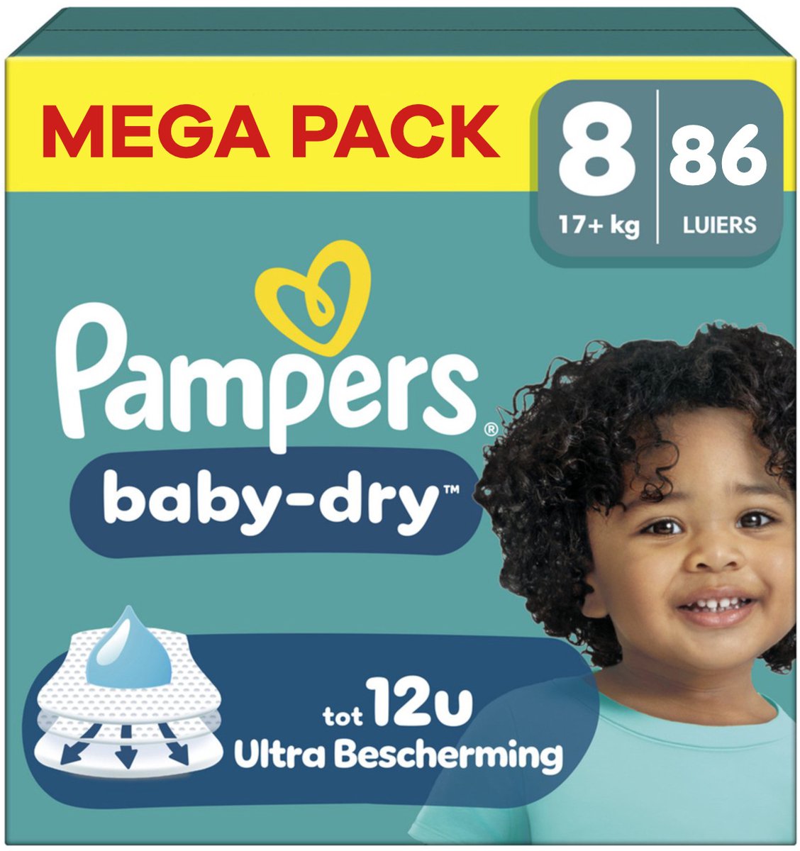 Pampers - Baby Dry - Maat 8 - Mega Pack - 86 stuks - 17+KG