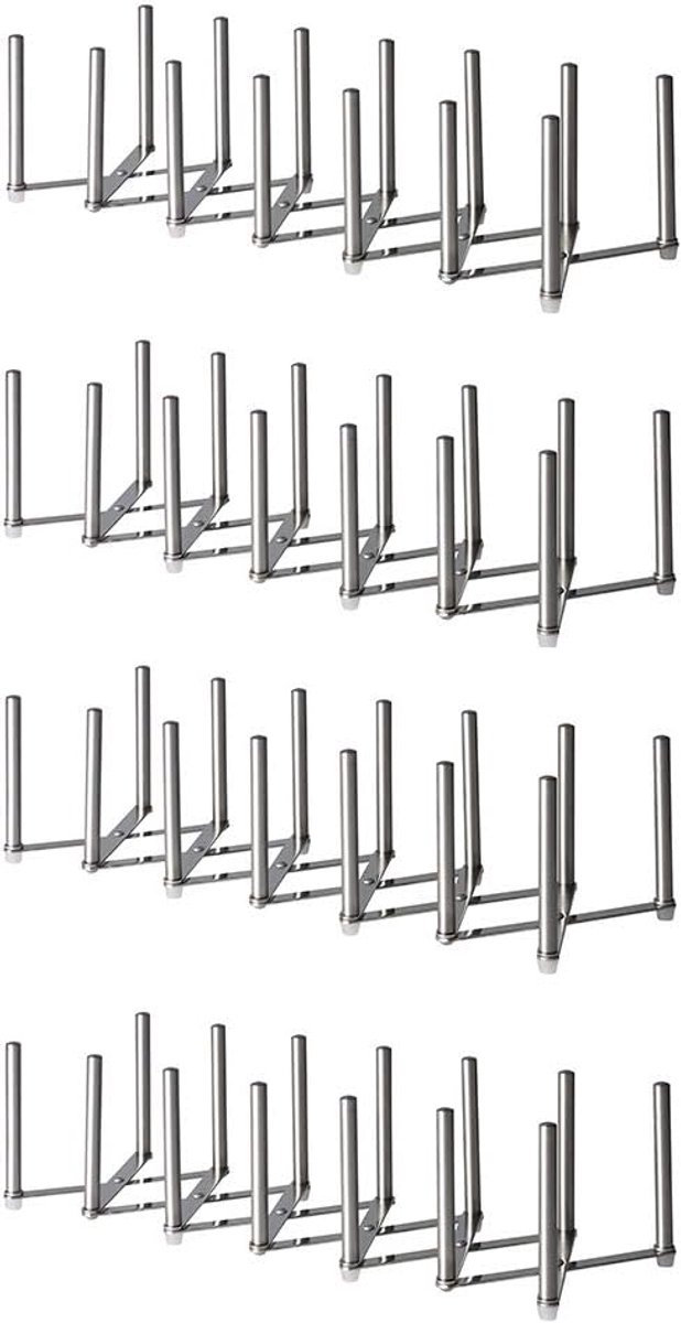 Deksel Organizer - Keuken Organizer - Potten En Pannen - Set Van Vier - 23x15x10 Cm - Zilver