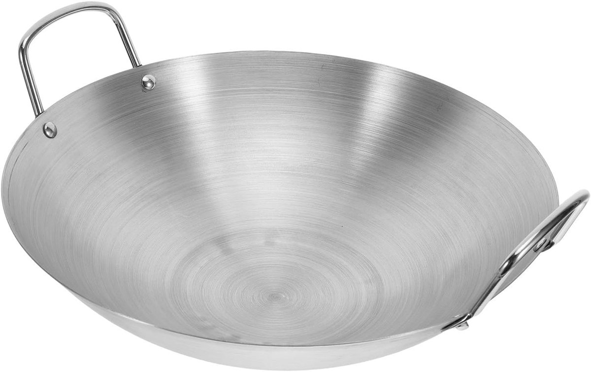 Roestvrijstalen Wokpan - Keukengerei - Thuis Koken - Dubbele Handgrepen - 30 cm Diameter