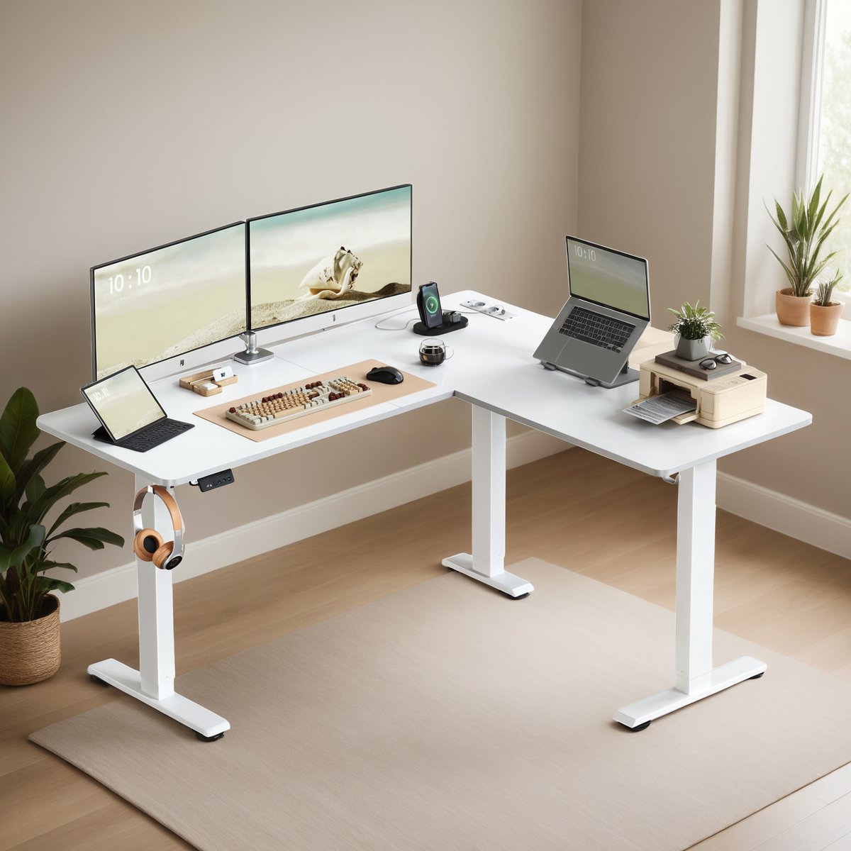 VASAGLE - Bureau - Met Stekkerdoos en Geheugenfunctie thumbnail 4