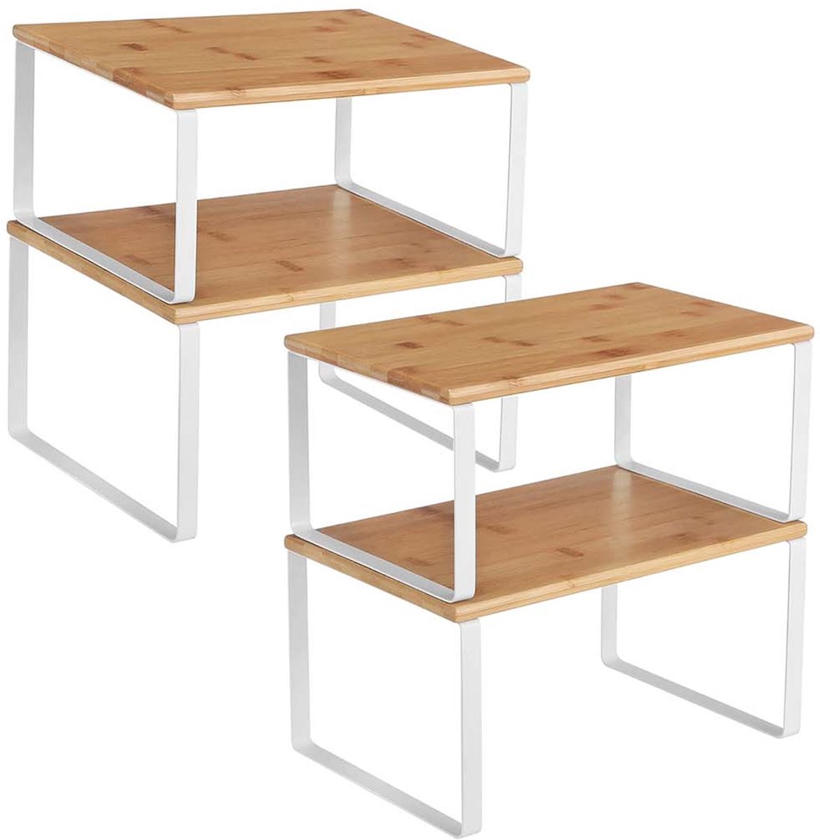 SONGMICS KCS010N01V1 - Kruidenrek Set van 4 - Uitbreidbaar en Stapelbaar - Met Metalen Frame