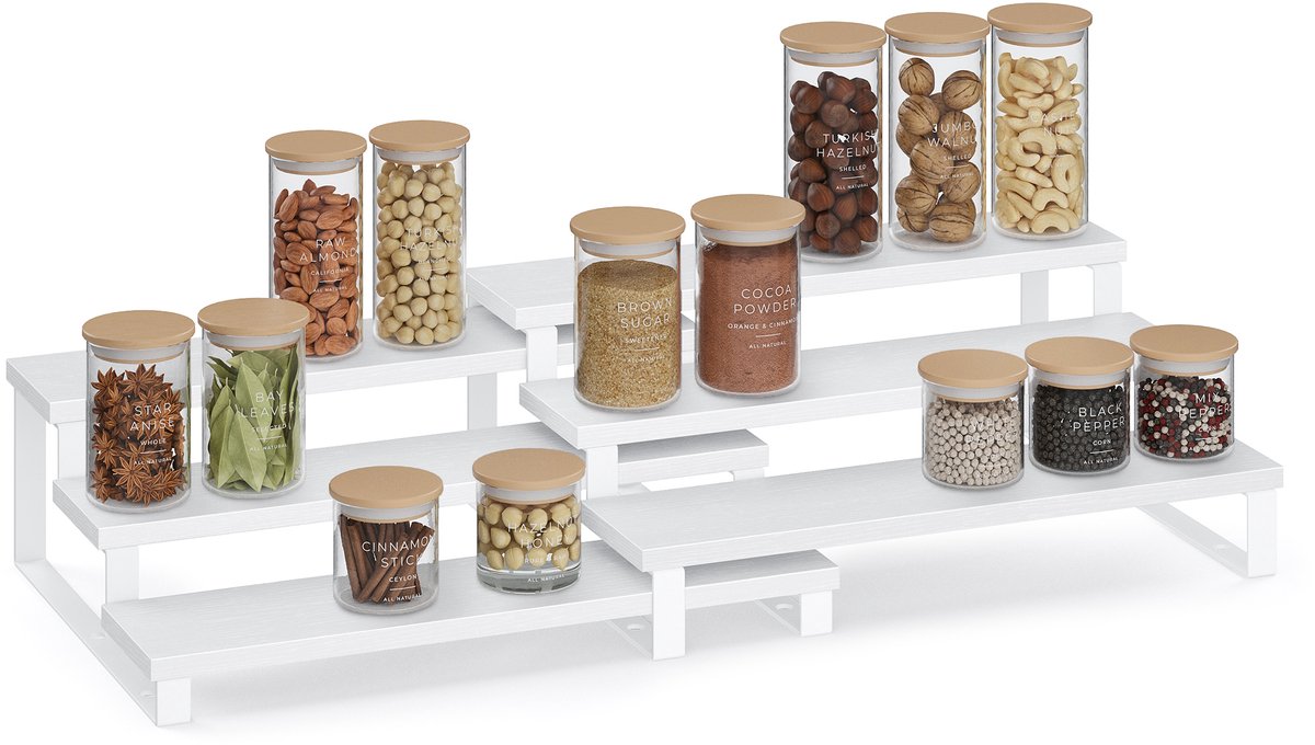 SONGMICS - Kruidenrek - Keukenrek Organizer - 2-Delig Set - Uittrekbaar en Stapelbaar - 3 Lagen per Rek