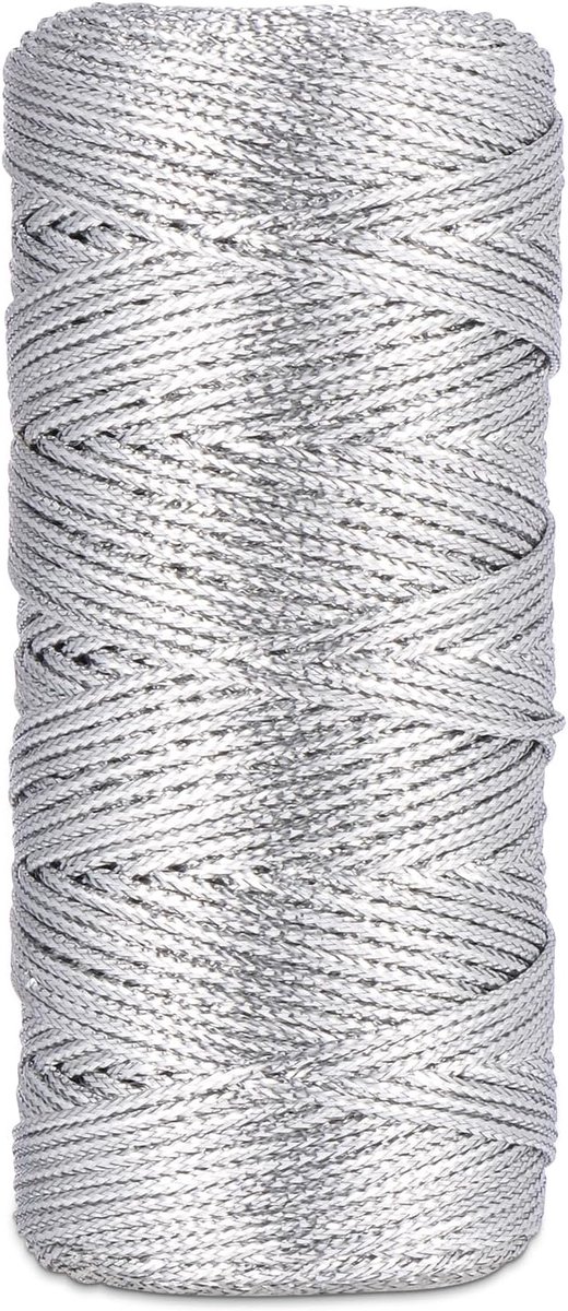 3 mm Touw met gouddraadkern — Decoratief goudkoord — Garen voor gehaakte tassen — Accentdraad voor handweven — Zilver