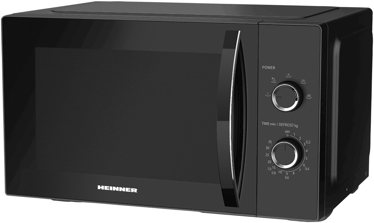 Heinner Magnetron 25L – 800W – 5 Vermogensniveaus – Ontdooifunctie – Draaiknop & Timer – Zwart — afbeelding 2