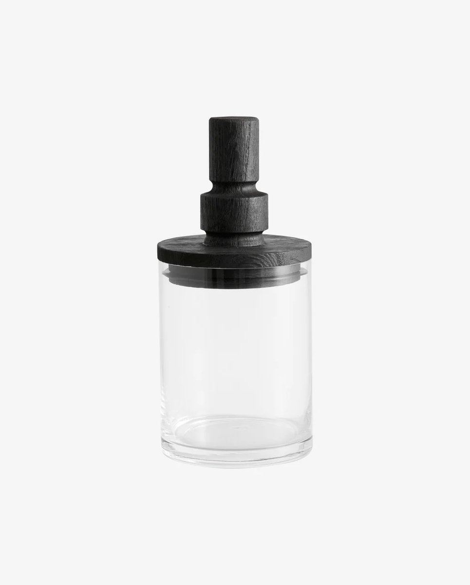 Nordal Voorraadpot Salvie Glas Hout Zwart Small