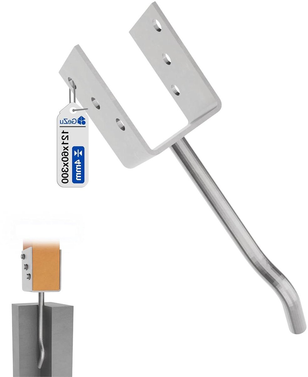 U Paalhouder - Pergola Drager Paalsteun - Hekken Bevestigen - Gebogen Pen Betonanker - 121 x 300 mm - Thermisch Verzinkt