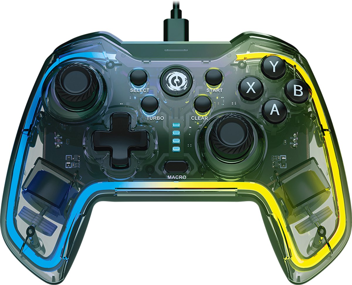 Canyon GP-02 Serie - Draadloze Gaming Controller - Transparant - RGB Verlichting - 22 Programmeerbare Knoppen