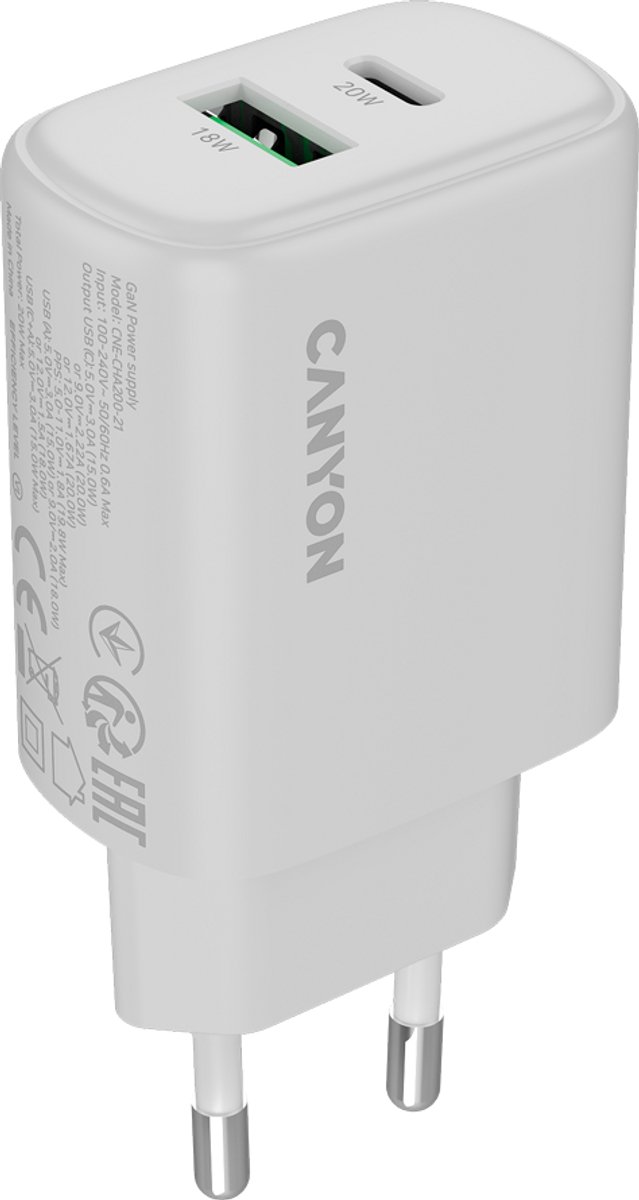 Canyon OnCharge 200 - Netlader - 20W - Snel Laden - Compact