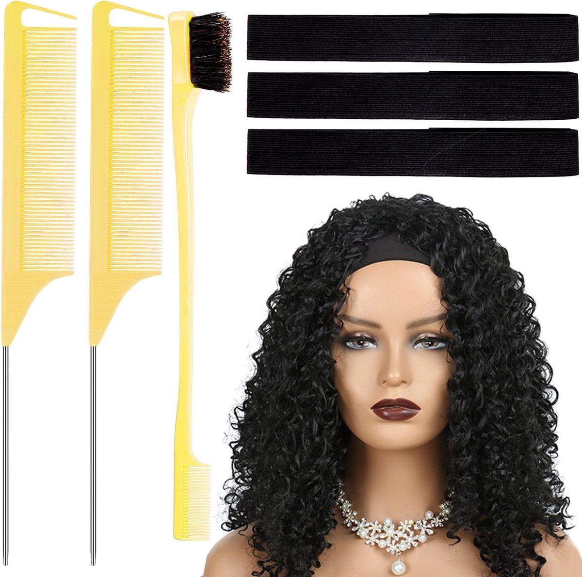 Wig Styling Set - Haarband Kammen - Perfecte Haarlijn - Verstelbare Band - 29x11 cm