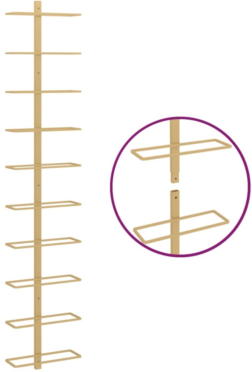 Wijnrek voor - Metaal - 24x9x120 cm - Goudkleurig