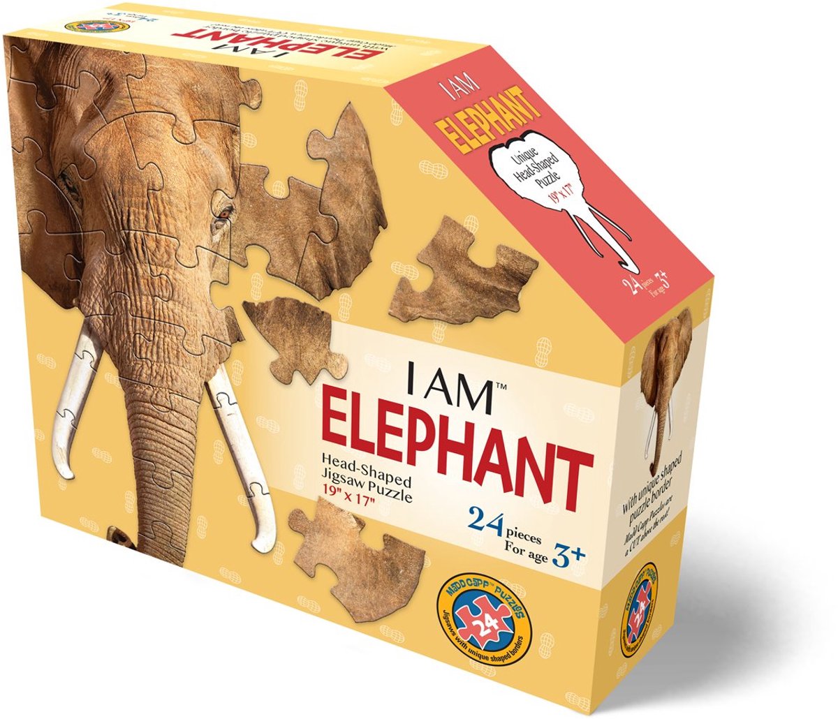 MAD CAPP puzzel olifant - dieren legpuzzel voor kinderen 24 stukjes.