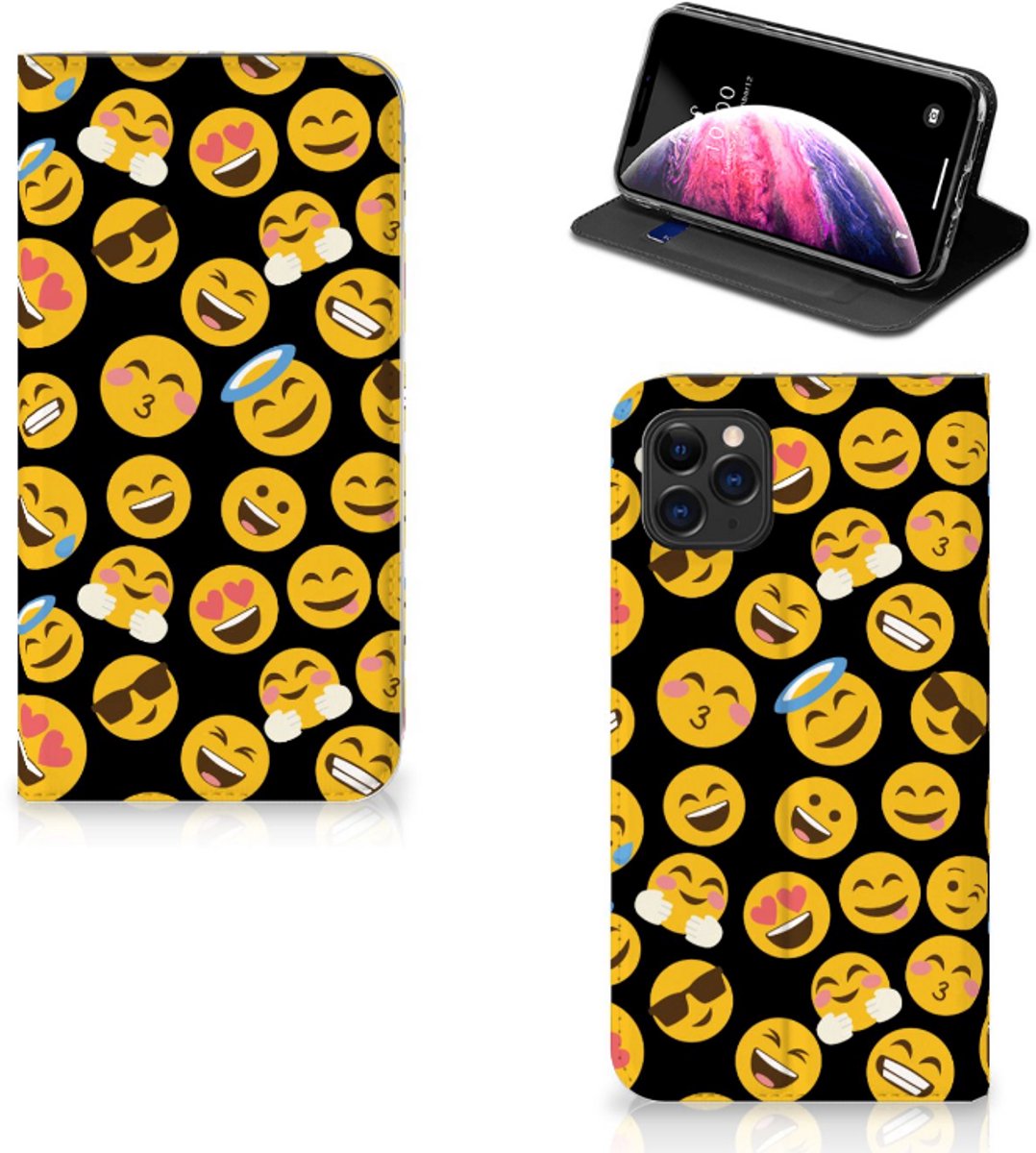 Standcase Hoesje voor Apple iPhone 11 Pro Max Hoesje met Magneet Emoji