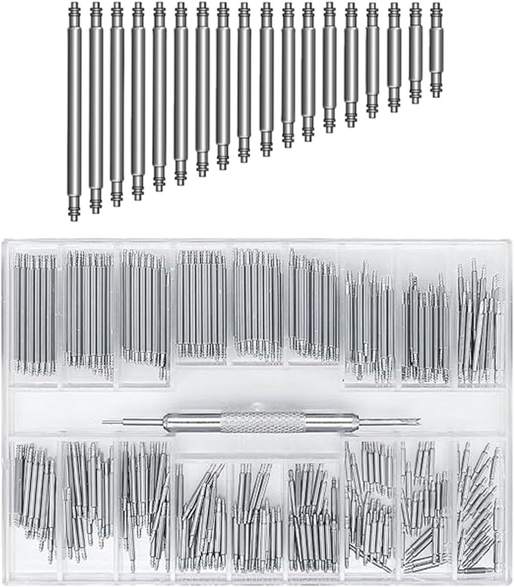 Reparatieset voor Horloges - 144 Stukken - Inclusief Veerpinstools - 8-25 mm Pins - RVS Klemmen voor Armband - Zilver - Classieke Stijl