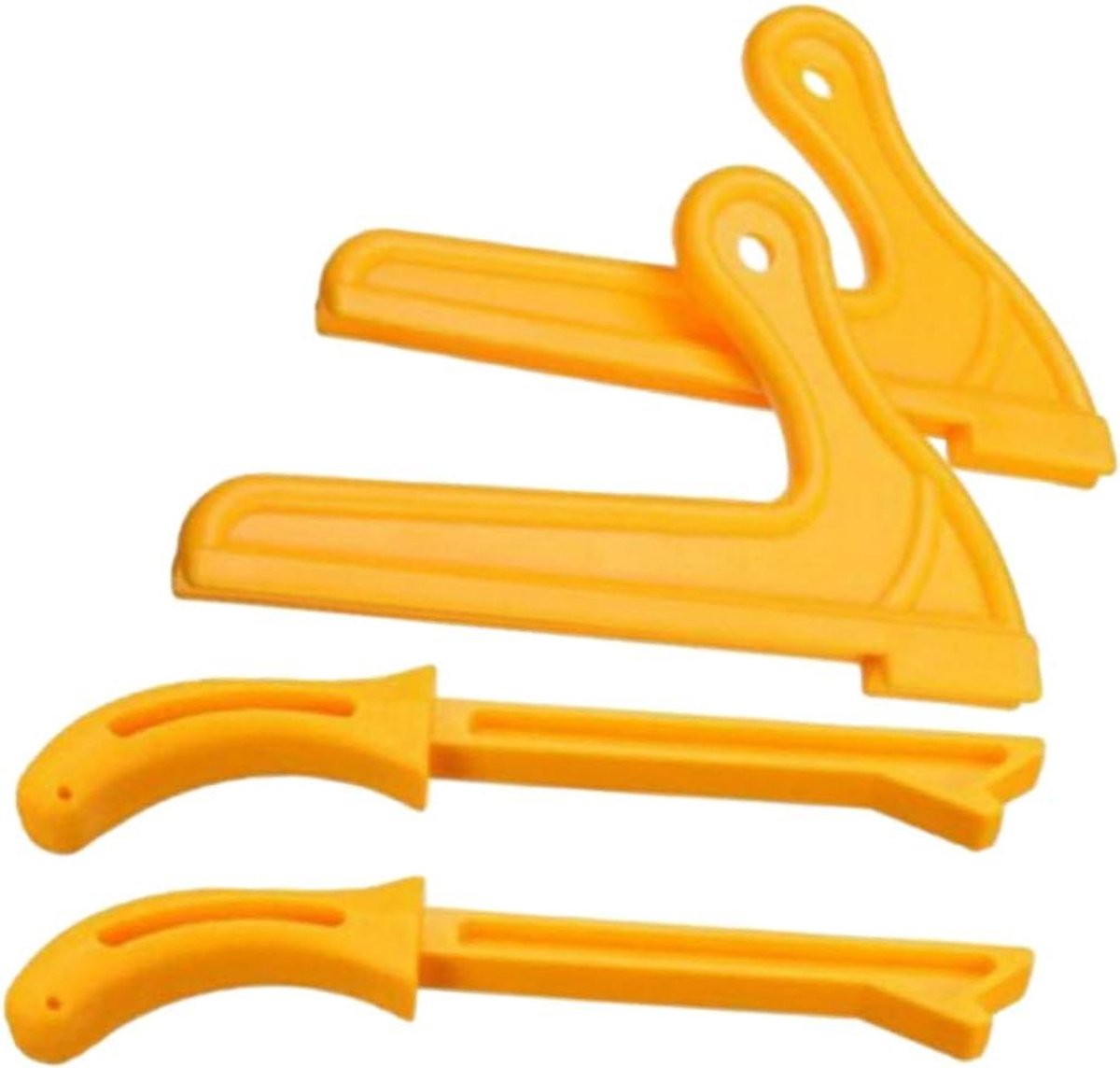 Duwstokken Tafelzaag - Houtbewerking Hulpmiddel - Veilig Werken - Ergonomisch Handvat - 4 Stuks - Geel