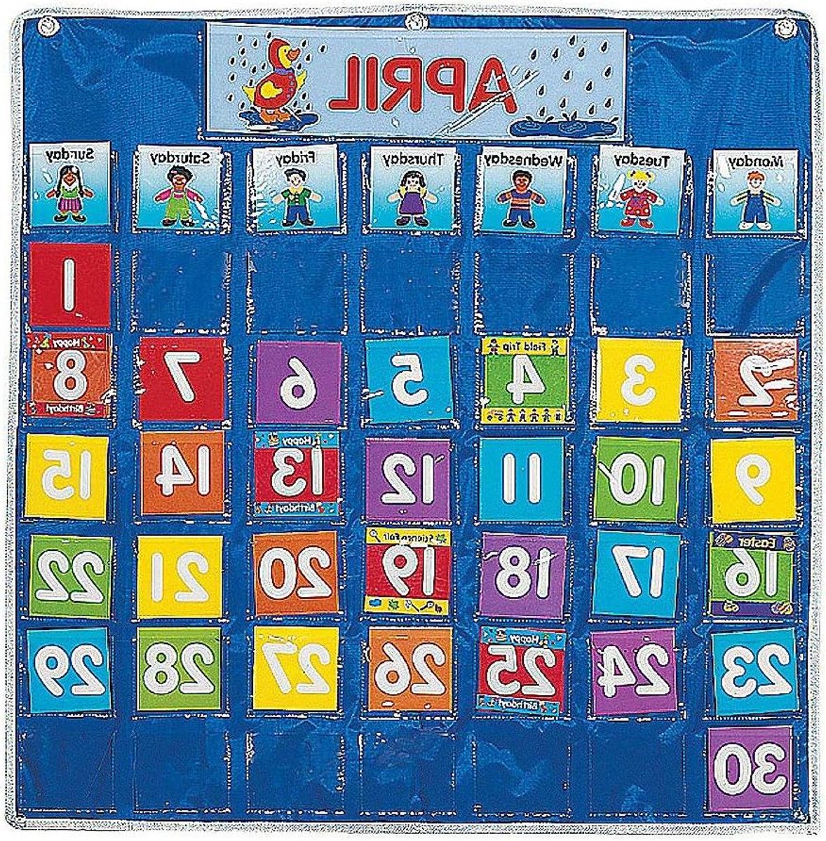 Klas Kalender Pocket Chart - Weekplanner - Klas Organisatie - 50 Transparante Vakken - 295 inch - Nylon