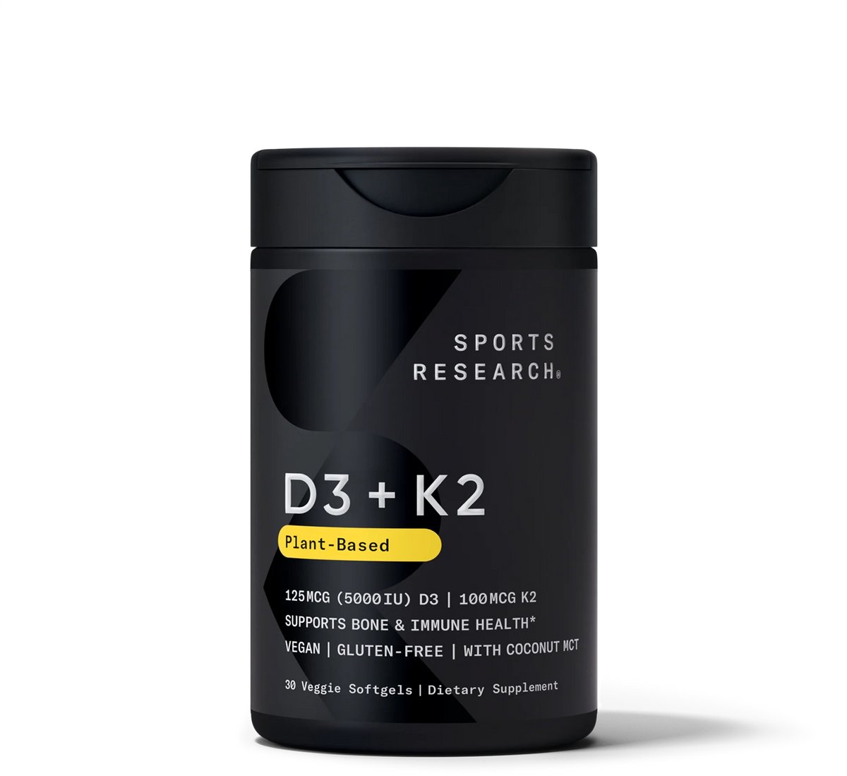 Sports Research Vitamine D3+K2 in kokosolie - 30 Vegetarische capsules