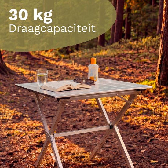 TRVLMORE Campingtafel - 80x58x71 cm - Lichtgewicht met Aluminium Frame - Vouwtafel Verstelbaar - Kampeertafel - Klaptafel - Zilver van Merkloos — afbeelding 5