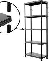 Qbrick Kunststof Stellingkast – 5 Planken – 74x32x175 cm – Kunststof Opbergkast met Wandbevestiging - Lichtgewicht Opslagrek