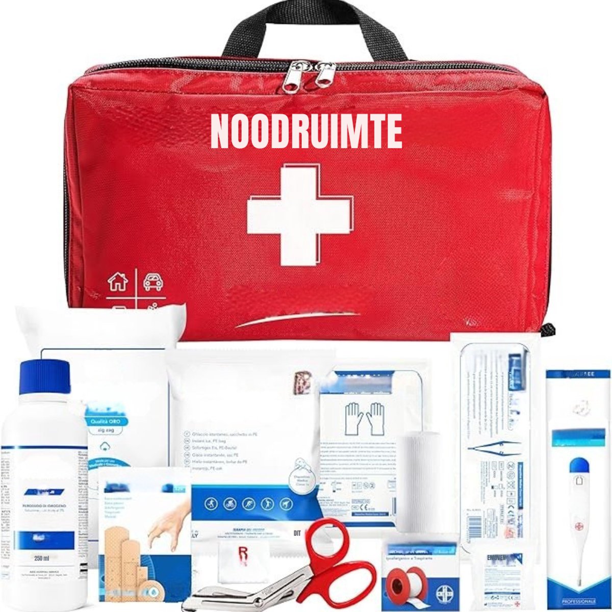 YOR® Ehbo Reisset - Reisset - EHBO - Set 40 Stuks - Rood - 7cm x 26cm x 15cm