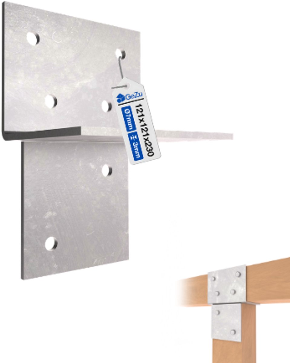 GeZu Impex Houtverbinding T Stuk 121 x 121 mm Thermisch Verzinkt