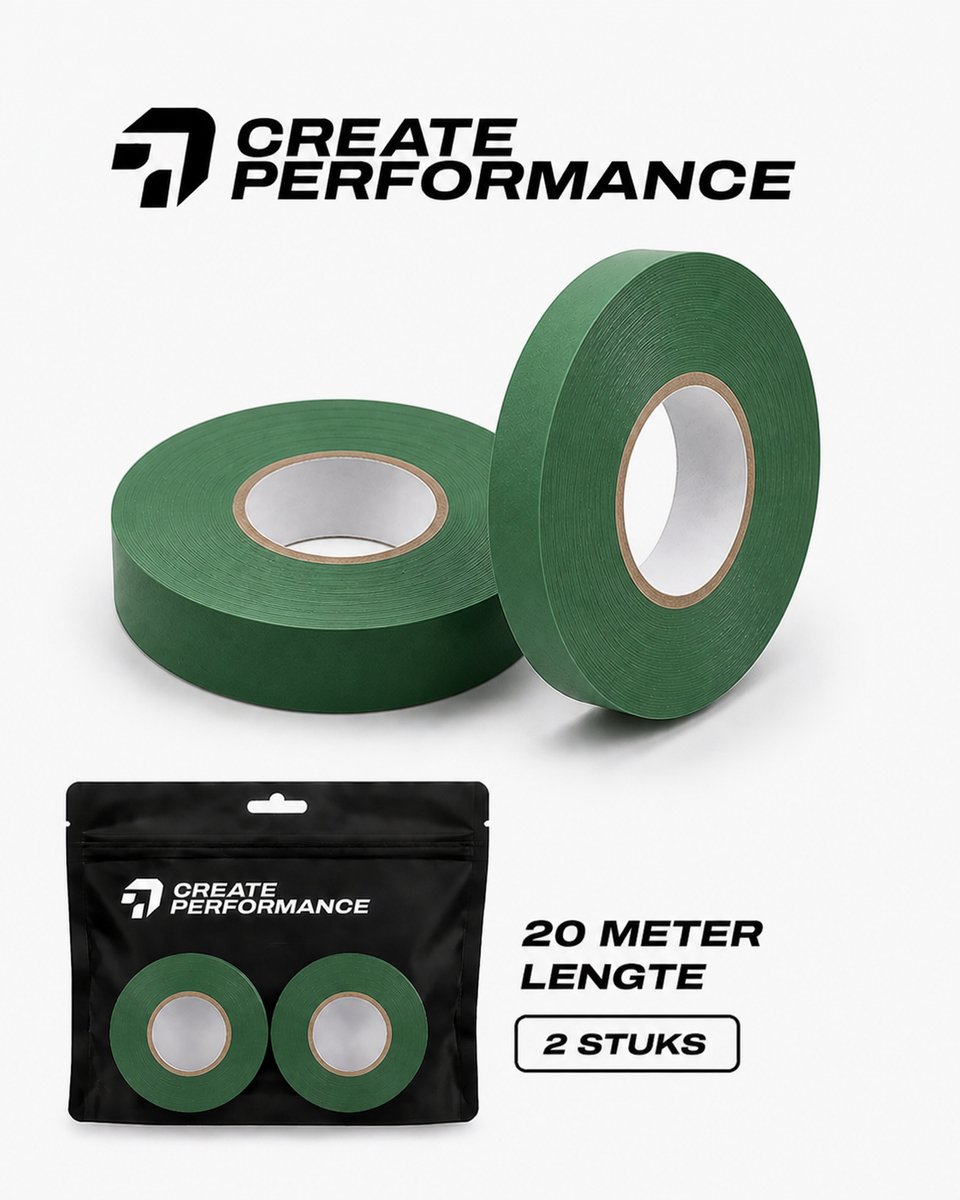 CREATE PERFORMANCE Voetbal Sokkentape - Sporttape - Groen - 2 Stuks - Inclusief Tape Tasje