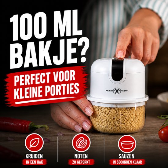 Keukenvriend © - Hakmolen SET - 350 + 250 + 100ML - Hulpje in de keuken - Hakmolen elektrisch - Vaatwasbestendig - USB oplaadbaar - Mini Portable Chopper - Blender - Keukenmachine - Krachtig - Draadloos - Babyvoeding blender van Keuken vriend — afbeelding 3