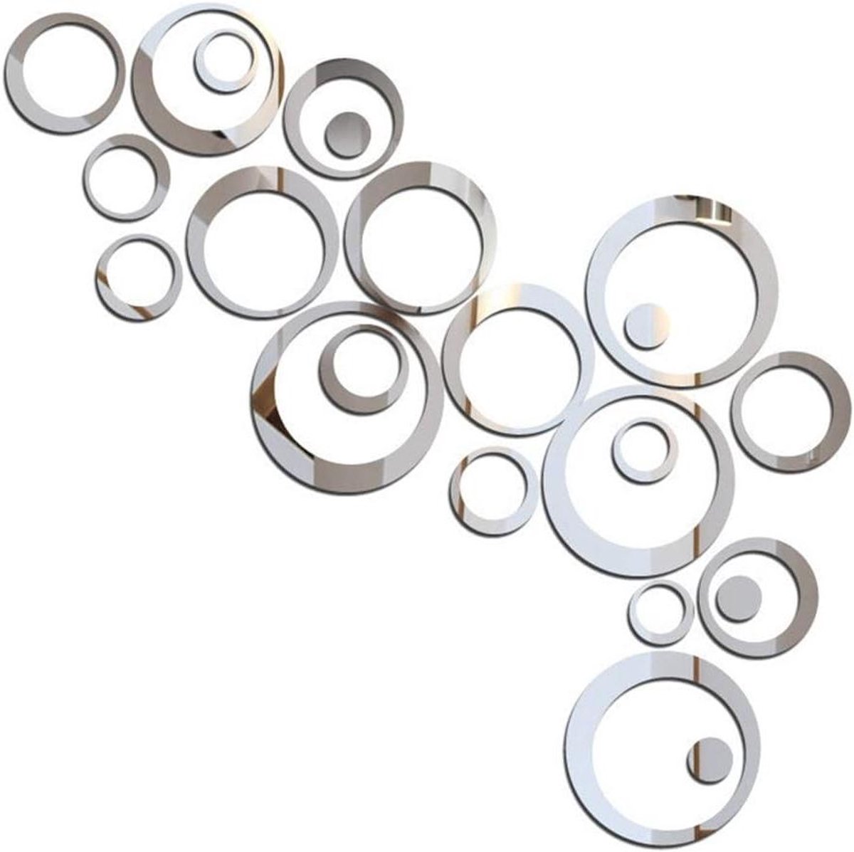 Spiegel Muurstickers - 3D Cirkels - Woonkamer Decoratie - Vrij Combineerbaar - 24 Stuks -