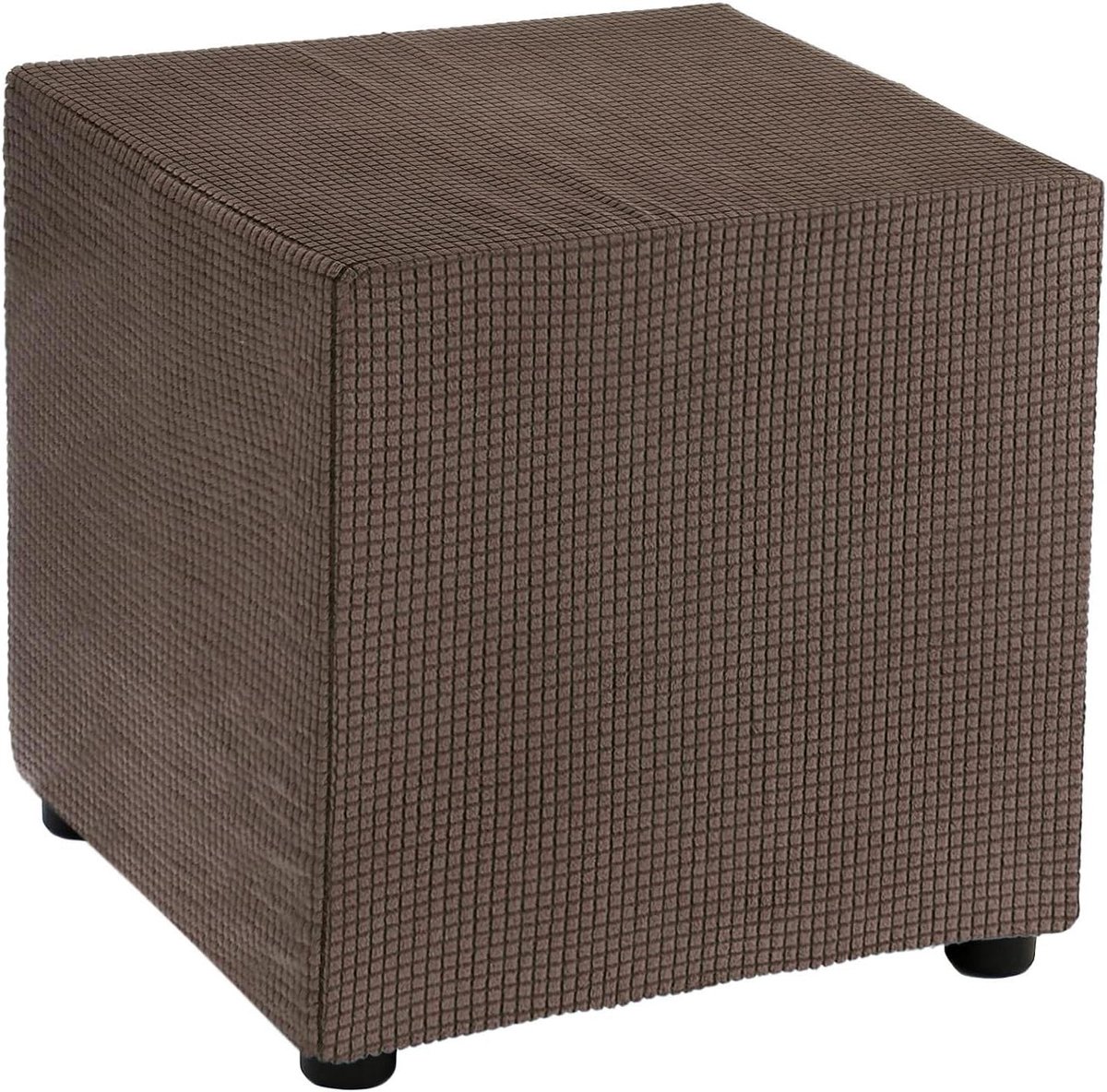 Voetenbankhoes Vierkant - Hockerhoes Elastisch - Woonkamer Decoratie - Rekbaar Polyester - 45 x 45 cm - Bruin