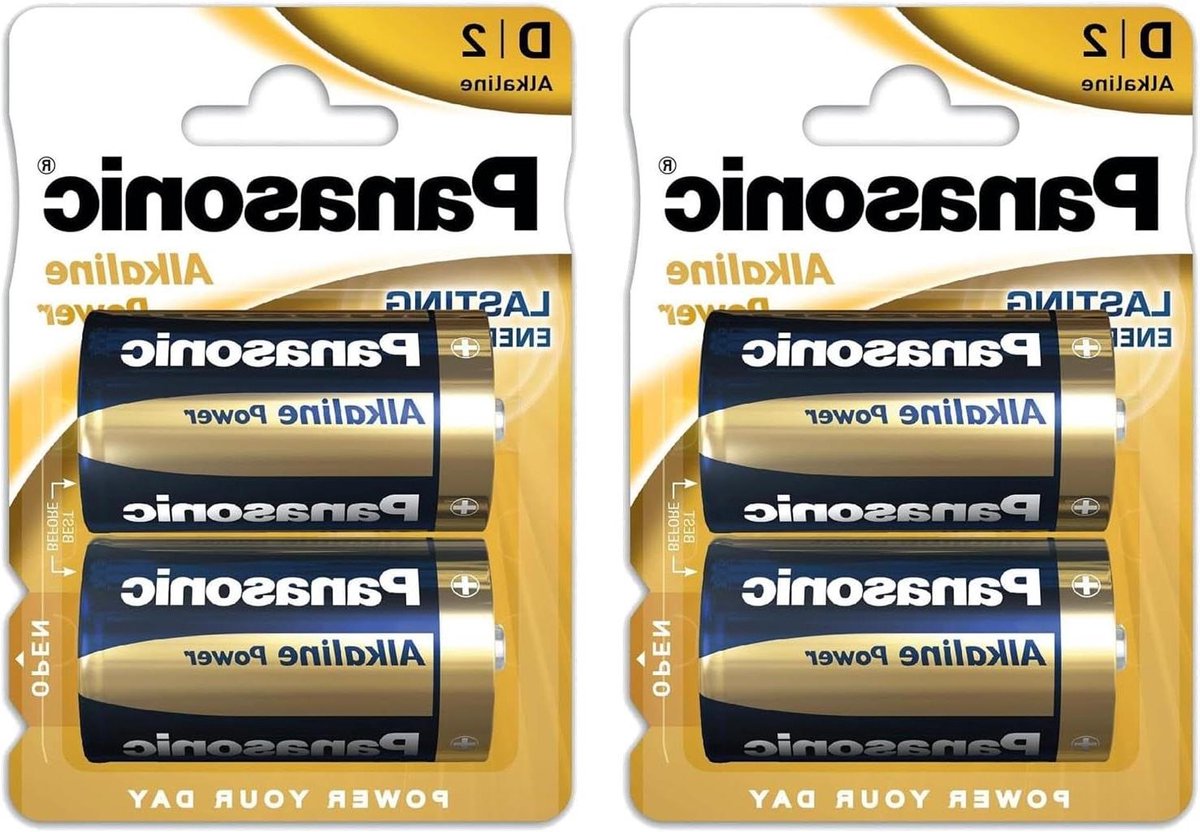 Alkaline Batterijen - D Batterijen - Apparaten Voeden - Betrouwbare Energie - 4 Stuks - Zwart