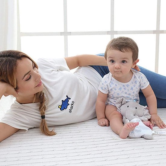 Baby Comforthanddoek - Knuffeldoekje Speelgoed - Baby Kalmeren - Met Belletje - 28 x 8 cm - Grijs van Merkloos — afbeelding 3
