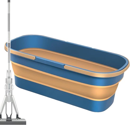 Opvouwbare Emmer - Reinigingsemmer Dweil - Multifunctioneel Schoonmaken - Met Wielen en Wasbord - 10 Liter Capaciteit - Wit Grijs — afbeelding 5