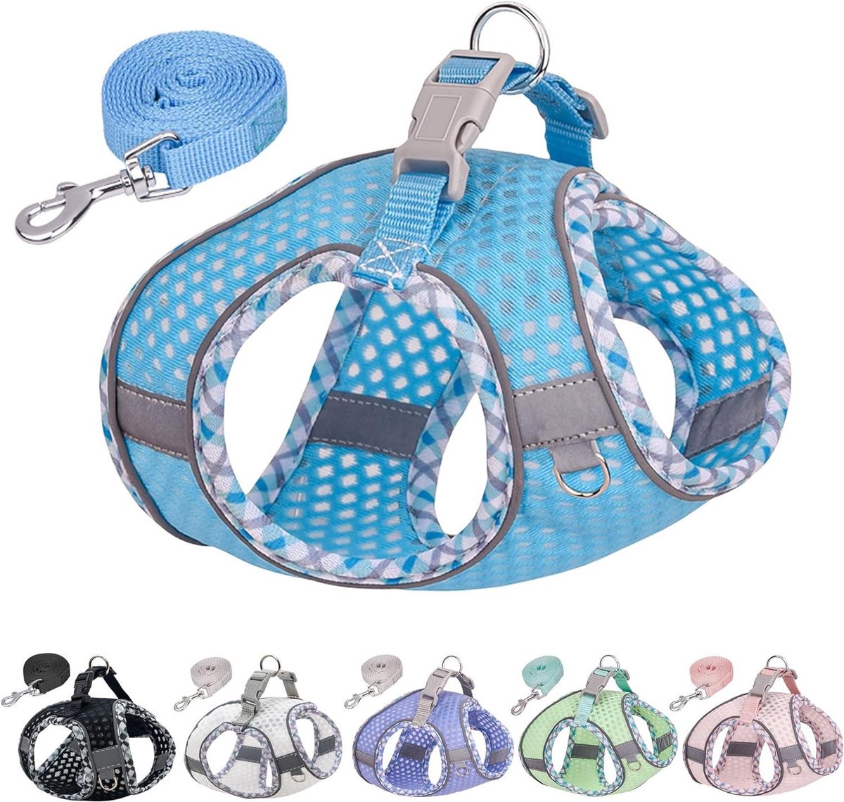 Hondenharnas Ademend Gaas - Lichtgewicht Tuigje - Veilig Wandelen - Reflecterende Strepen - XXXS - Blauw