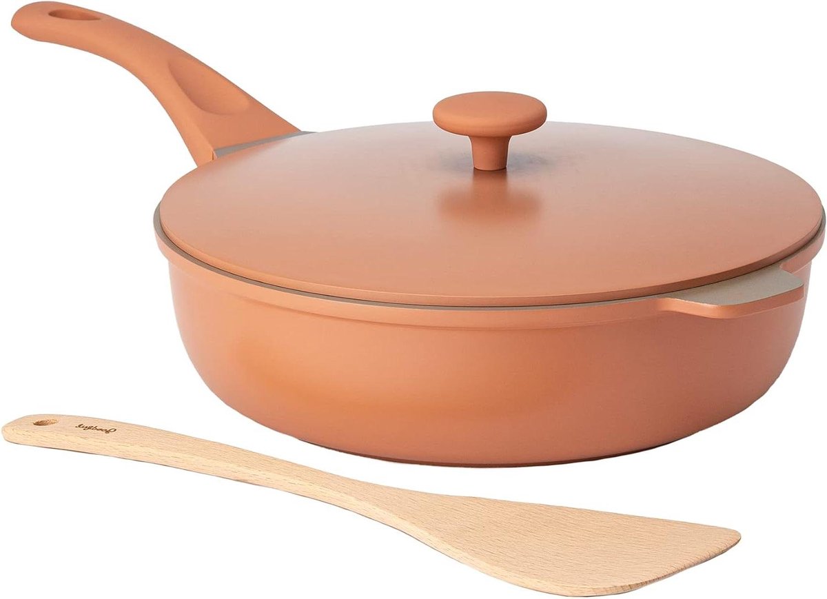 Alles-in-één pan - Diepe koekenpan - Veelzijdig koken - Meerlaagse antiaanbaklaag - 28 cm - Terracotta