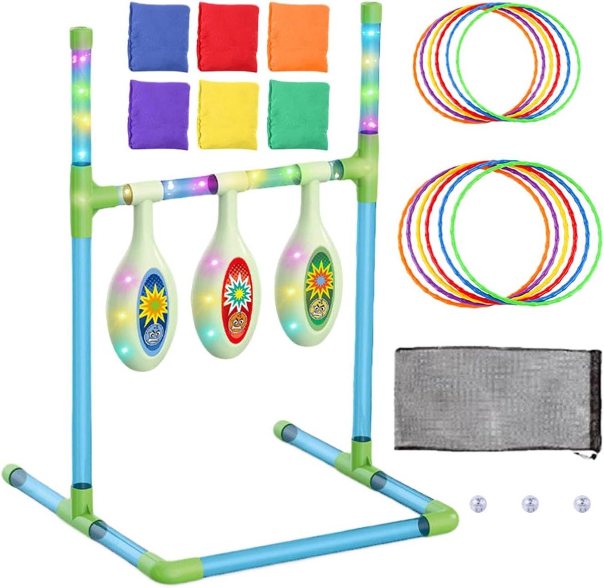 Zakgooien Spel - Gooispelletjes Set - Interactief Spelen - Met LED Verlichting - 67x48cm - Multicolor