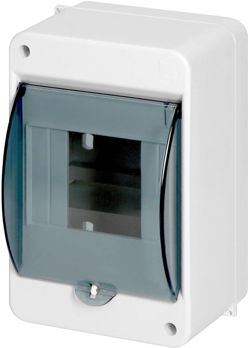 Opbouwbehuizing Kast - Verdeelkast Kunststof - Elektrische Installatie - Met Rookglas - 4 Modules - Wit